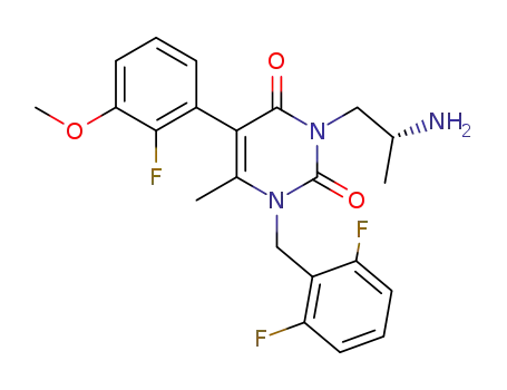 2,4(1H,3H)-Pyrimidinedione,
3-[(2R)-2-aminopropyl]-1-[(2,6-difluorophenyl)methyl]-5-(2-fluoro-3-meth
oxyphenyl)-6-methyl-