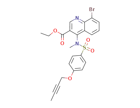 Molecular Structure of 287379-47-9 (ethyl 8-bromo-4-[{[4-(2-butynyloxy)phenyl]sulfonyl}(methyl)amino]-3-quinolinecarboxylate)