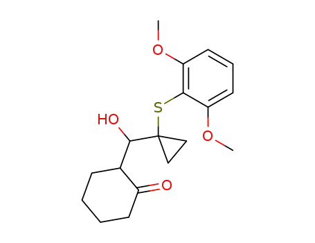 Molecular Structure of 76042-18-7 (Cyclohexanone,
2-[[1-[(2,6-dimethoxyphenyl)thio]cyclopropyl]hydroxymethyl]-)