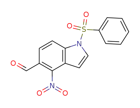 Molecular Structure of 827607-94-3 (1H-Indole-5-carboxaldehyde, 4-nitro-1-(phenylsulfonyl)-)
