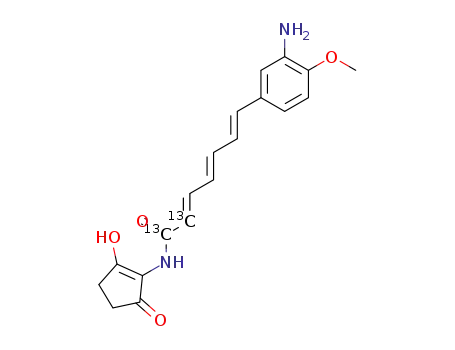 N<sub>1</sub>-(2-hydroxy-5-oxocyclopent-1-enyl)-7-(3-amino-4-methoxyphenyl)-(2E,4E,6E)-[1,2-13C<sub>2</sub>]hepta-2,4,6-trienamide