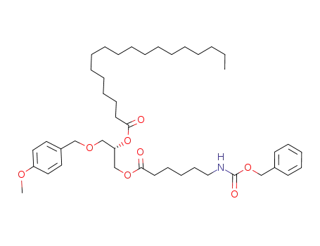 Molecular Structure of 180894-78-4 (Octadecanoic acid,
(1S)-1-[[(4-methoxyphenyl)methoxy]methyl]-2-[[1-oxo-6-[[(phenylmethoxy
)carbonyl]amino]hexyl]oxy]ethyl ester)