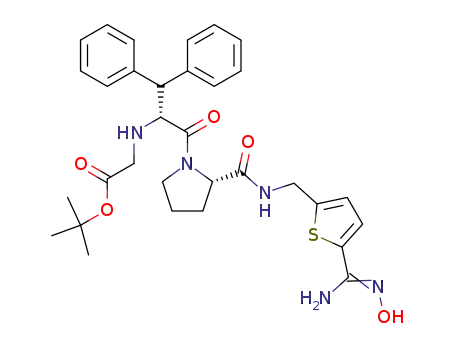 Molecular Structure of 280781-55-7 (N-(tert-butoxycarbonyl)methyl-D-diphenylalanyl-L-prolyl[(5-hydroxyamidino-2-thienyl)methyl]amide)