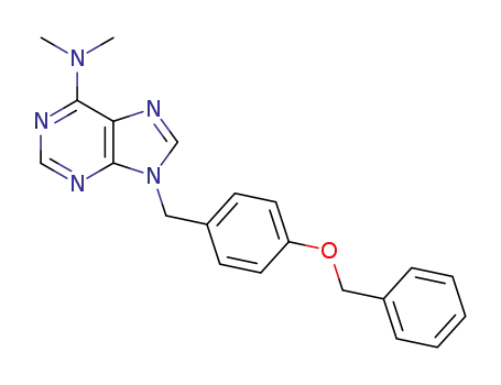 Molecular Structure of 112089-09-5 (9-[4-(benzyloxy)benzyl]-N,N-dimethyl-9H-purin-6-amine)