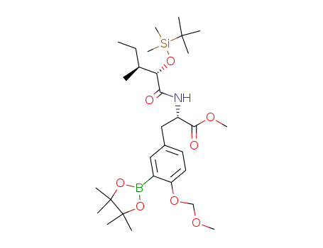 L-Tyrosine,
N-[(2S,3S)-2-[[(1,1-dimethylethyl)dimethylsilyl]oxy]-3-methyl-1-oxopentyl
]-O-(methoxymethyl)-3-(4,4,5,5-tetramethyl-1,3,2-dioxaborolan-2-yl)-,
methyl ester
