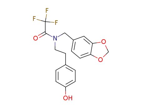 Molecular Structure of 40135-88-4 (N-(1,3-benzodioxol-5-ylmethyl)-2,2,2-trifluoro-N-(2-(4-hydroxyphenyl)ethyl)acetamide)