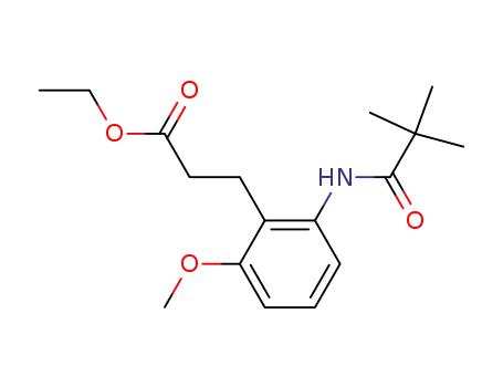 Molecular Structure of 82673-72-1 (3-[2-(2,2-DIMETHYL-PROPIONYLAMINO)-6-METHOXY-PHENYL]-PROPIONIC ACID ETHYL ESTER)