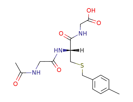 Molecular Structure of 82136-16-1 ([(R)-2-(2-Acetylamino-acetylamino)-3-(4-methyl-benzylsulfanyl)-propionylamino]-acetic acid)