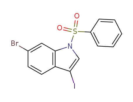 Molecular Structure of 180633-66-3 (1H-Indole, 6-bromo-3-iodo-1-(phenylsulfonyl)-)