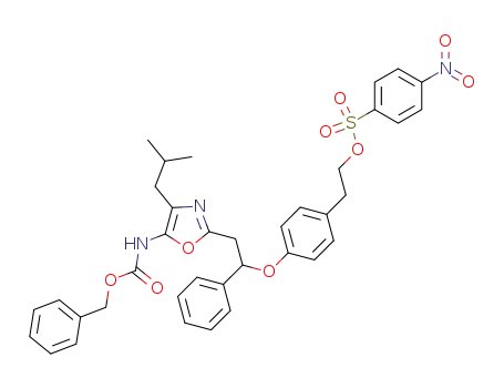 Molecular Structure of 127102-46-9 (2-<2-phenyl-2-<4-<2-<<(p-nitrophenyl)sulfonyl>oxy>ethyl>phenoxy>ethyl>-4-isobutyl-5-<(carbobenzyloxy)amino>oxazole)