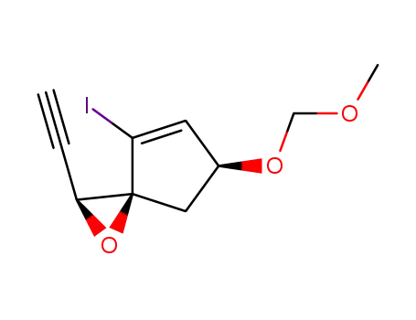 Molecular Structure of 791072-89-4 (1-Oxaspiro[2.4]hept-4-ene, 2-ethynyl-4-iodo-6-(methoxymethoxy)-,
(2S,3S,6S)-)