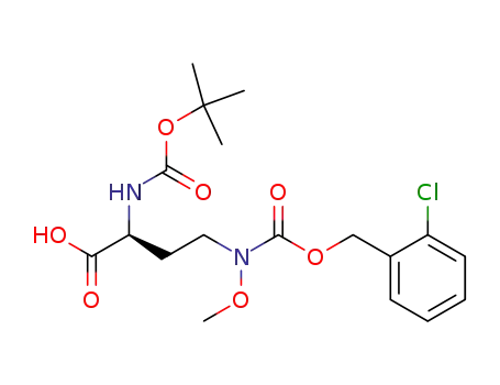 Molecular Structure of 620590-46-7 (2-(N-tert-butoxycarbonyl)-4-[N-(2-chlorobenzyloxycarbonyl)-N-methoxy]-2,4-diaminobutanoic acid)