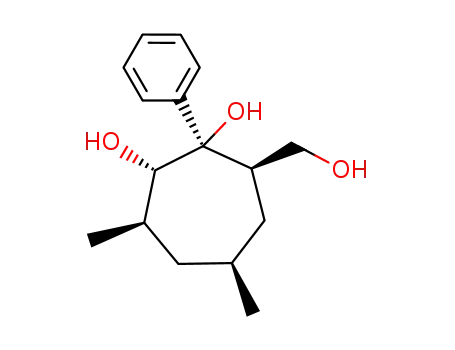 Molecular Structure of 808109-27-5 (7-hydroxymethyl-3,5-dimethyl-1-phenyl-cycloheptane-1,2-diol)