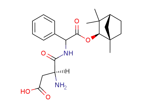 Molecular Structure of 103300-60-3 ((S)-3-Amino-N-[phenyl-((1S,2R,4R)-1,3,3-trimethyl-bicyclo[2.2.1]hept-2-yloxycarbonyl)-methyl]-succinamic acid)