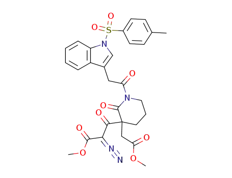 methyl 2-diazo-3-(3-(2-methoxy-2-oxoethyl)-2-oxo-1-(2-(1-tosyl-1H-indol-3-yl)acetyl)piperidin-3-yl)-3-oxo-propanoate