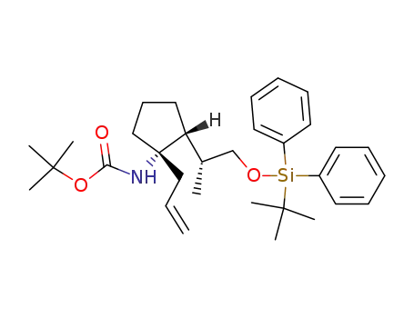 Carbamic acid,
[(1S,2R)-2-[(1R)-2-[[(1,1-dimethylethyl)diphenylsilyl]oxy]-1-methylethyl]-1
-(2-propenyl)cyclopentyl]-, 1,1-dimethylethyl ester