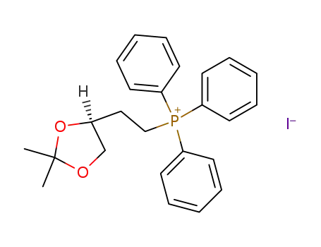 Molecular Structure of 114884-40-1 (Phosphonium, [2-[(4S)-2,2-dimethyl-1,3-dioxolan-4-yl]ethyl]triphenyl-,
iodide)