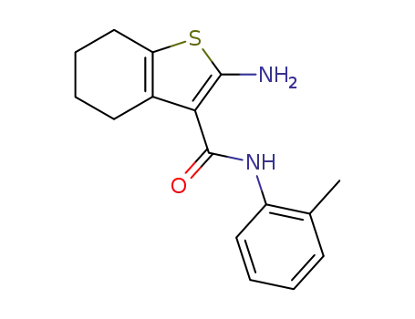 Molecular Structure of 62349-29-5 (2-AMINO-N-(2-METHYLPHENYL)-4,5,6,7-TETRAHYDRO-1-BENZOTHIOPHENE-3-CARBOXAMIDE)