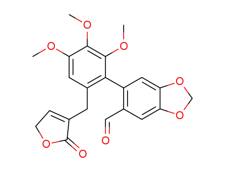 6-[2,3,4-trimethoxy-6-(2-oxo-2,5-dihydro-furan-3-ylmethyl)-phenyl]-benzo[1,3]dioxole-5-carbaldehyde