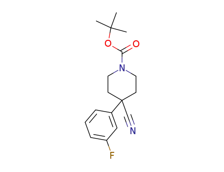 Molecular Structure of 619292-30-7 (1-N-BOC-4-(3-FLUOROPHENYL)PIPERIDINE-4-CARBONITRILE)