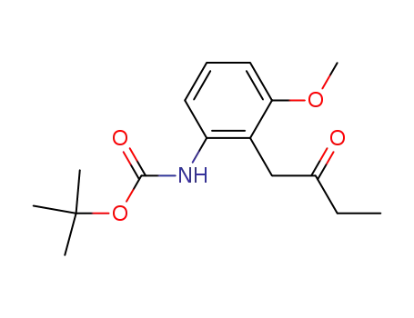 Molecular Structure of 164082-78-4 (Carbamic acid, [3-methoxy-2-(2-oxobutyl)phenyl]-, 1,1-dimethylethyl
ester)