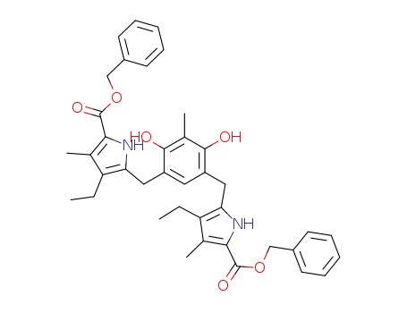 Molecular Structure of 675608-66-9 (1H-Pyrrole-2-carboxylic acid,
5,5'-[(4,6-dihydroxy-5-methyl-1,3-phenylene)bis(methylene)]bis[4-ethyl-3
-methyl-, bis(phenylmethyl) ester)