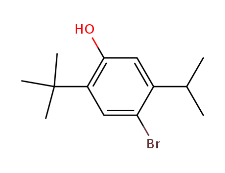 Molecular Structure of 879395-39-8 (Phenol, 4-bromo-2-(1,1-dimethylethyl)-5-(1-methylethyl)-)