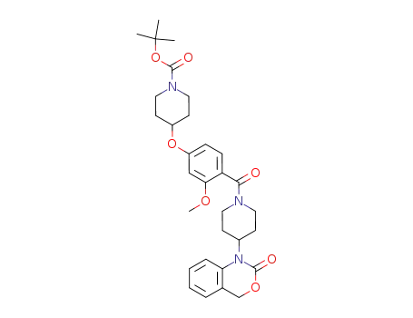 Molecular Structure of 162042-41-3 (tert-butyl 4-(3-methoxy-4-(4-(2-oxo-2H-benzo[d][1,3]oxazin-1(4H)-yl)piperidine-1-carbonyl)phenoxy)piperidine-1-carboxylate)
