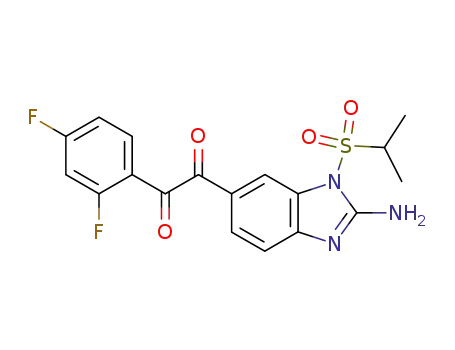 Molecular Structure of 849064-39-7 (1H-Benzimidazol-2-amine,
6-[(2,4-difluorophenyl)oxoacetyl]-1-[(1-methylethyl)sulfonyl]-)