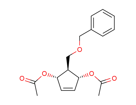 Molecular Structure of 134756-61-9 ((1α,2β,3α)-2-<(benzyloxy)methyl>-4-cyclopentene-1,3-diol diacetate)