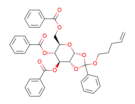 (3aR,5R,6R,7S,7aR)-5-((benzoyloxy)methyl)-2-(pent-4-en-1-yloxy)-2-phenyltetrahydro-5H-[1,3]dioxolo[4,5-b]pyran-6,7-diyl dibenzoate