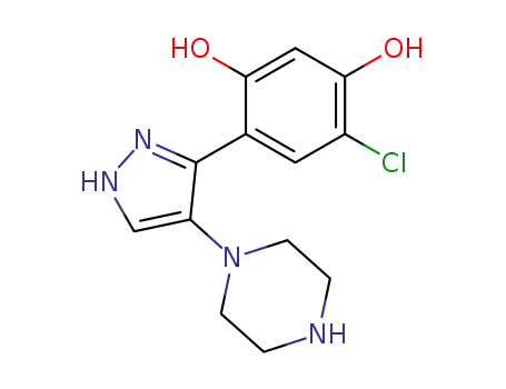 4-chloro-6-(piperazine-1-yl-1H-pyrazol-3-yl)-benzene-1,3-diol