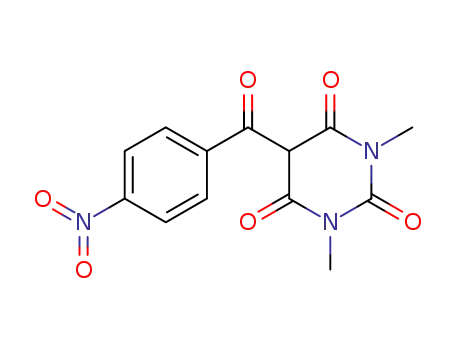 Molecular Structure of 182955-15-3 (1,3-dimethyl-5-[(4-nitrophenyl)carbonyl]pyrimidine-2,4,6(1H,3H,5H)-trione)