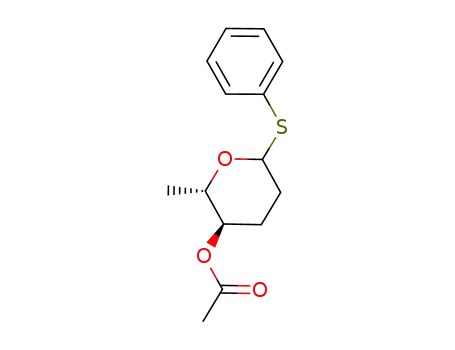 Molecular Structure of 200814-41-1 (2H-Pyran-3-ol, tetrahydro-2-methyl-6-(phenylthio)-, acetate, (2S,3R)-)
