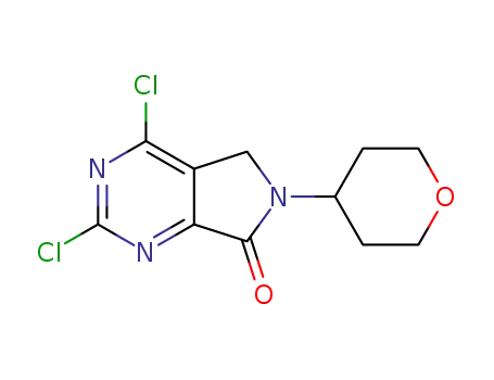 Molecular Structure of 1079650-17-1 (2,4-dichloro-6-tetrahydropyran-4-yl-5H-pyrrolo[3,4-d]pyrimidin-7-one)