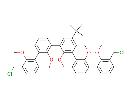 Molecular Structure of 151832-12-1 (3,3-bis(chloromethyl)-5-(1,1-dimethylethyl)-2,2',2,2',2-pentamethoxy-<1,1':3',1:3,1':3',1-quinquephenyl>)