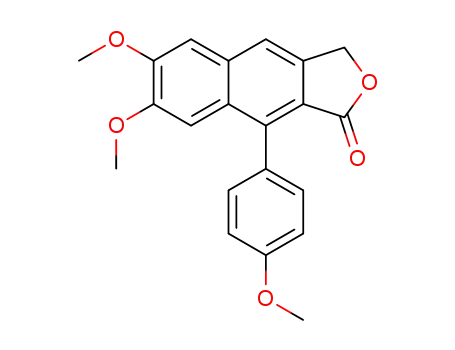 Molecular Structure of 145726-16-5 (Naphtho[2,3-c]furan-1(3H)-one, 6,7-dimethoxy-9-(4-methoxyphenyl)-)