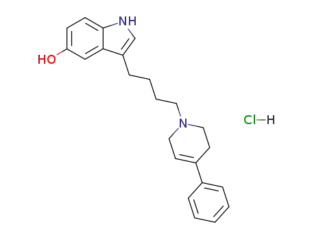 Molecular Structure of 108050-82-4 (3-[4-(4-phenyl-3,6-dihydropyridin-1(2H)-yl)butyl]-1H-indol-5-ol hydrochloride)