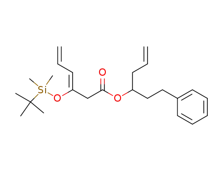 Molecular Structure of 820963-44-8 (3,5-Hexadienoic acid, 3-[[(1,1-dimethylethyl)dimethylsilyl]oxy]-,
1-(2-phenylethyl)-3-butenyl ester, (3Z)-)