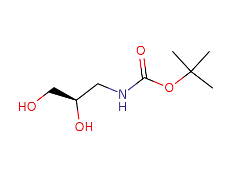 Molecular Structure of 148983-23-7 (Carbamic acid, [(2R)-2,3-dihydroxypropyl]-, 1,1-dimethylethyl ester (9CI))