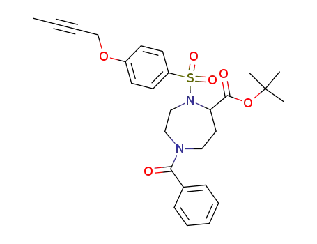 Molecular Structure of 287408-78-0 (tert-butyl 1-benzoyl-4-{[4-(2-butynyloxy)phenyl]sulfonyl}-1,4-diazepane-5-carboxylate)