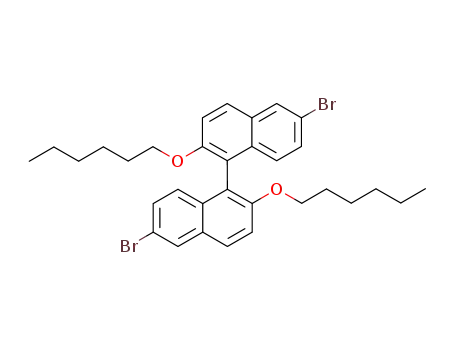 Molecular Structure of 191787-87-8 (1,1'-Binaphthalene, 6,6'-dibromo-2,2'-bis(hexyloxy)-)