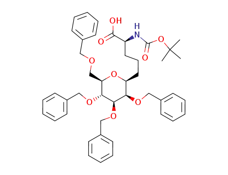Molecular Structure of 220542-48-3 (6,10-anhydro-7,8,9,11-tetra-O-benzyl-2,3,4,5-tetradeoxy-2-(tert-butoxycarbonylamino)-D-erythro-L-gluco-undeconic acid)