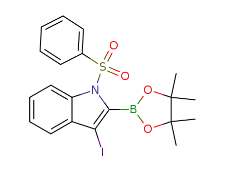 3-iodo-1-(phenylsulfonyl)-2-(4,4,5,5-tetramethyl-1,3,2-dioxaborolan-2-yl)-1H-indole