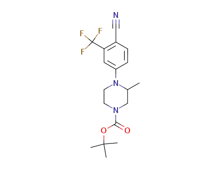 Molecular Structure of 262295-73-8 (tert-butyl 4-[4-cyano-3-(trifluoromethyl)phenyl]-3-methylpiperazine-1-carboxylate)