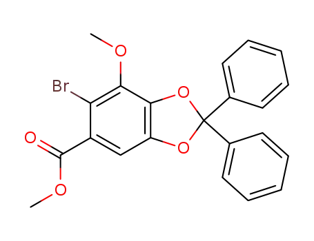 Molecular Structure of 848772-94-1 (1,3-Benzodioxole-5-carboxylic acid, 6-bromo-7-methoxy-2,2-diphenyl-,
methyl ester)