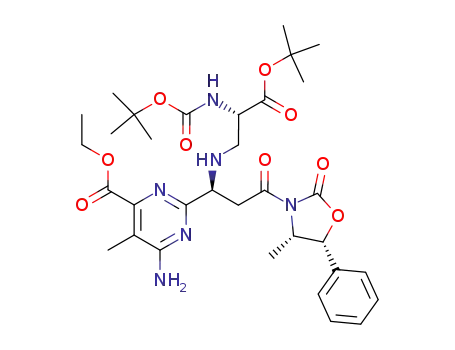 N<sup>α</sup>-(tert-butoxycarbonyl)-N<sup>β</sup>-[3(S)-(4-amino-6-carboethoxy-5-methylpyrimidin-2-yl)-1-[(4S,5R)-4-methyl-5-phenyl-2-oxazolidinyl]propion-3-yl]-(S)-β-aminoalanine tert-butyl ester