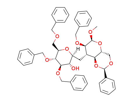 (2S,3S,4R,5R,6R)-4,5-Bis-benzyloxy-2-((2R,4aR,6S,7R,8S,8aS)-7-benzyloxy-6-methoxy-2-phenyl-hexahydro-pyrano[3,2-d][1,3]dioxin-8-ylmethyl)-6-benzyloxymethyl-tetrahydro-pyran-3-ol