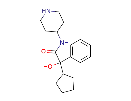 Molecular Structure of 185030-18-6 (N-(piperidin-4-yl)-2-cyclopentyl-2-hydroxy-2-phenylacetamide)