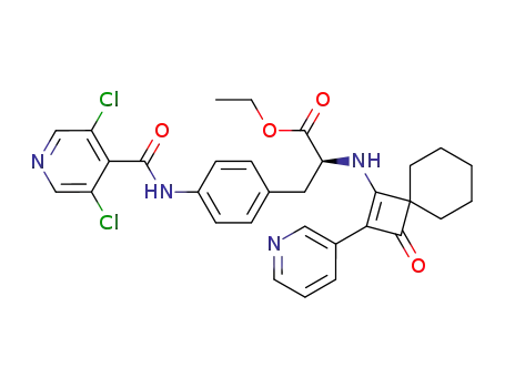 ethyl (2S)-3-{4-[(3,5-dichloroisonicotinoyl)amino]phenyl}-2-(3-oxo-2-pyridin-3-yl-spiro[3.5]non-1-en-1-ylamino)propanoate